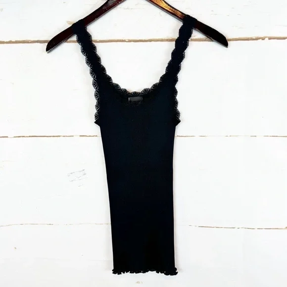 Eileen Fisher | 100% Silk Tank w Lace Edge, M - Picture 2 of 8